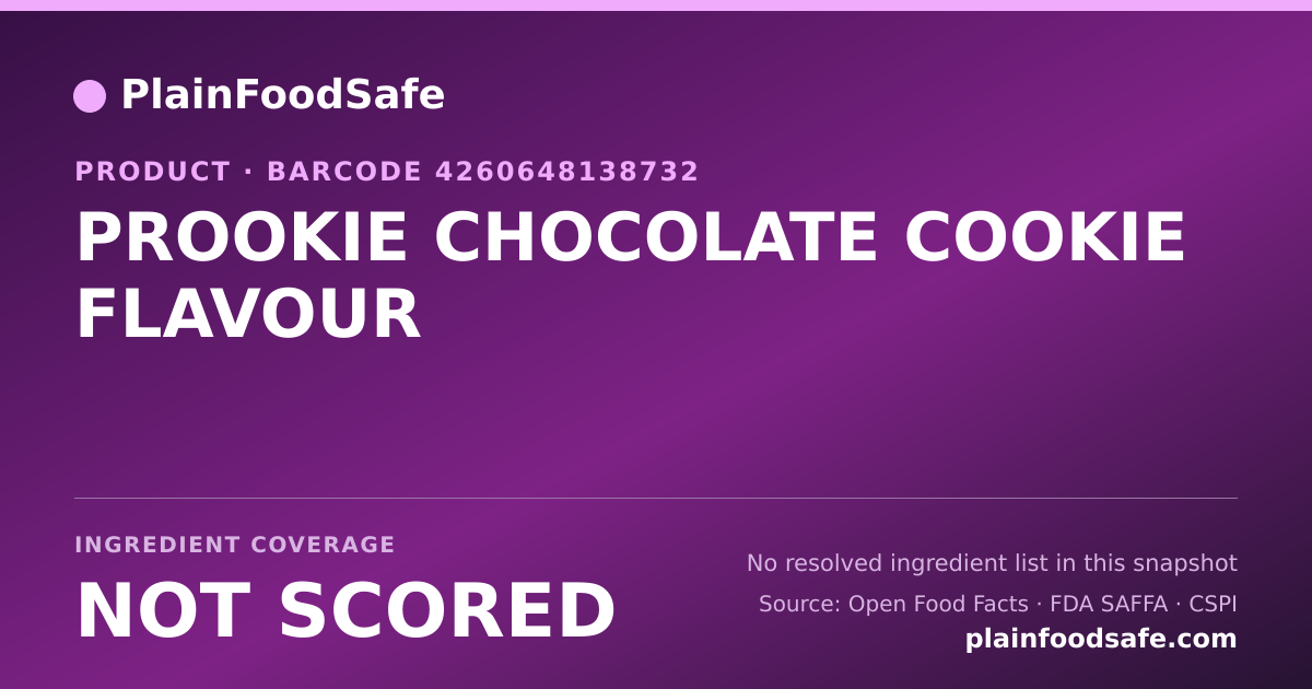 Share card for PROOKIE CHOCOLATE COOKIE FLAVOUR Food Ingredient Profile