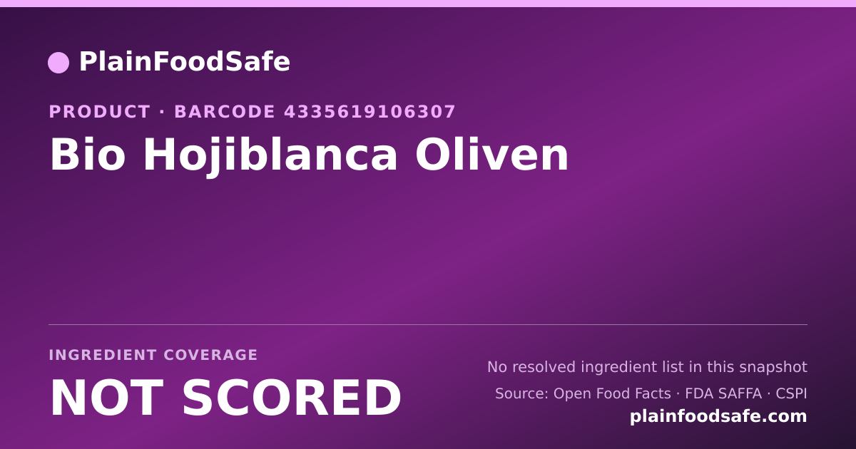 Share card for Bio Hojiblanca Oliven Food Ingredient Profile