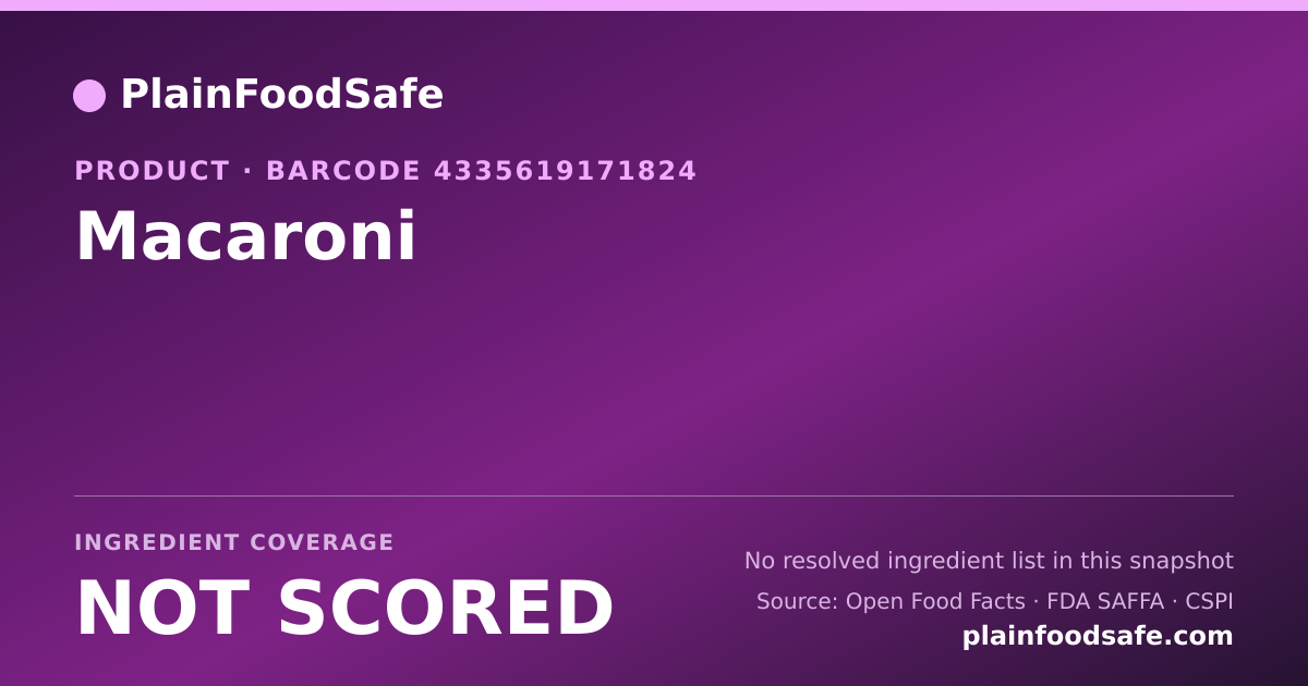 Share card for Macaroni Food Ingredient Profile