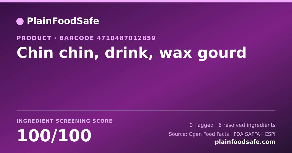 Share card for Chin chin, drink, wax gourd Food Ingredient Profile