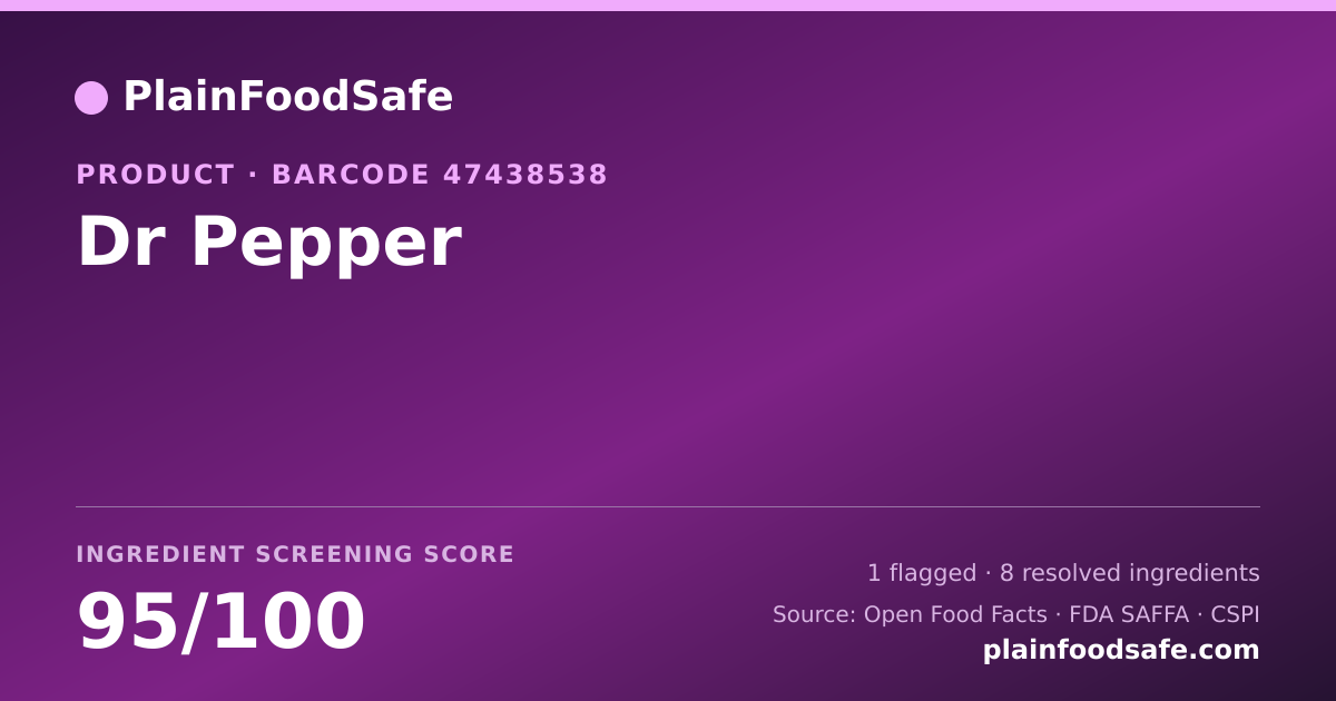 Share card for Dr Pepper Food Ingredient Profile
