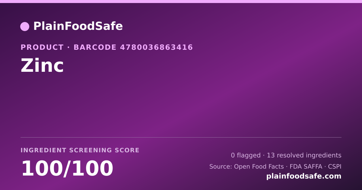 Share card for Zinc Food Ingredient Profile
