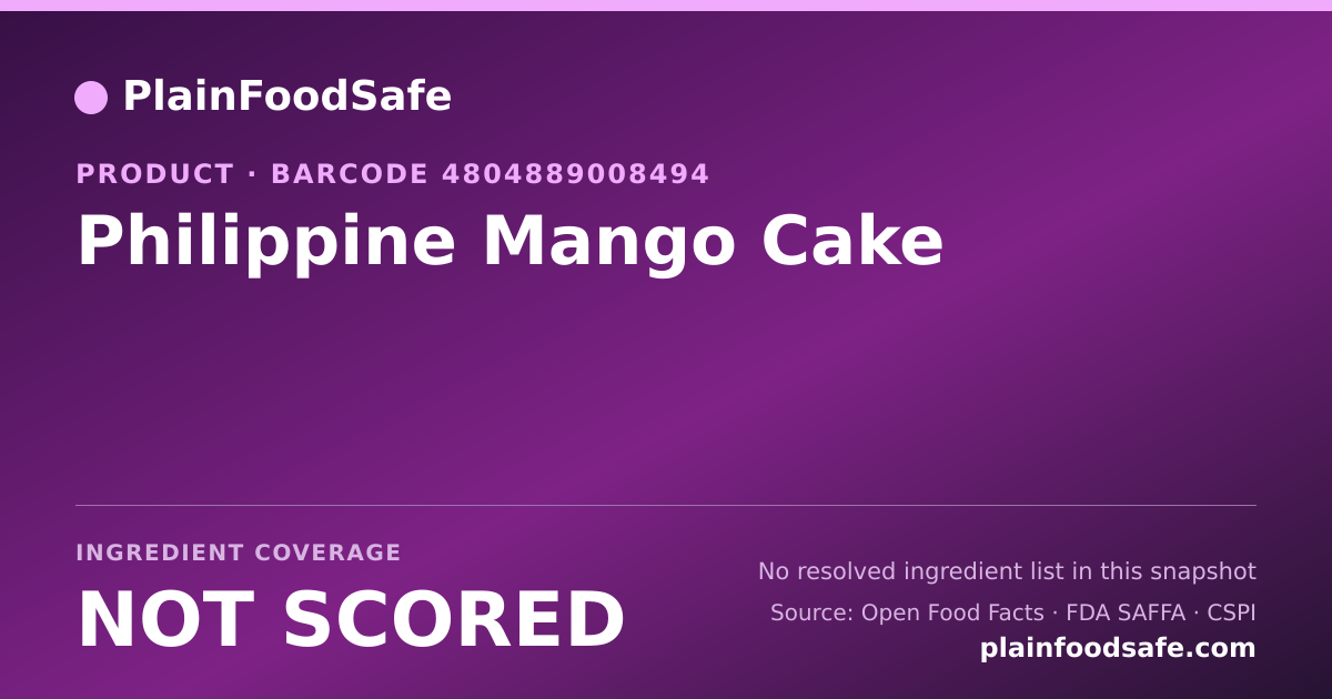 Share card for Philippine Mango Cake Food Ingredient Profile