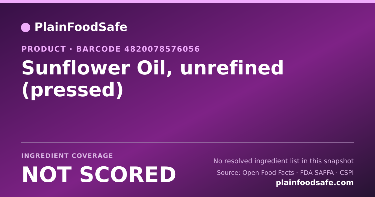 Share card for Sunflower Oil, unrefined (pressed) Food Ingredient Profile