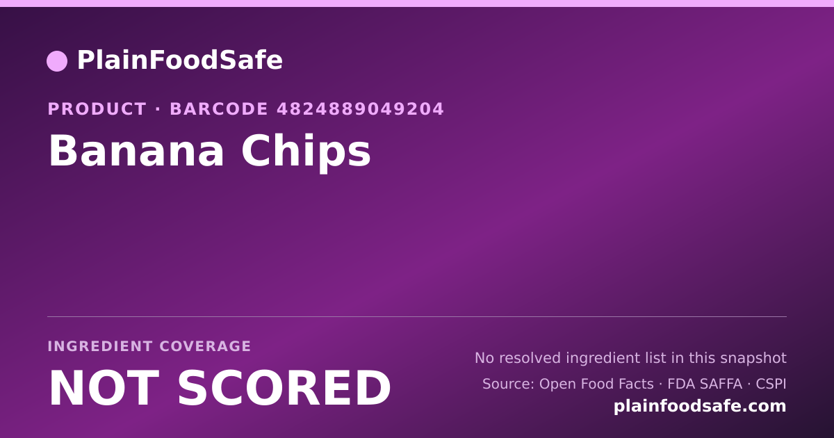Share card for Banana Chips Food Ingredient Profile