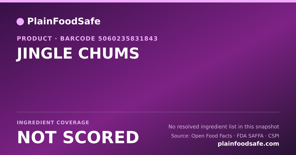 Share card for JINGLE CHUMS Food Ingredient Profile