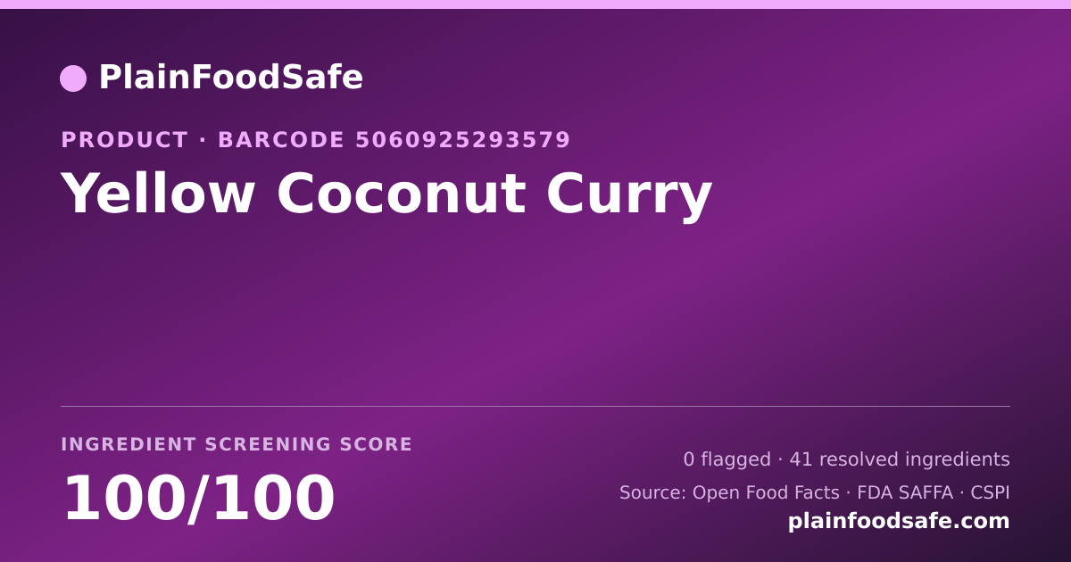 Share card for Yellow Coconut Curry Food Ingredient Profile