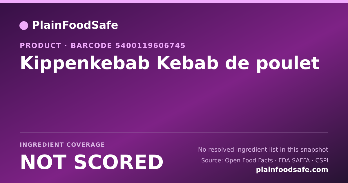 Share card for Kippenkebab Kebab de poulet Food Ingredient Profile