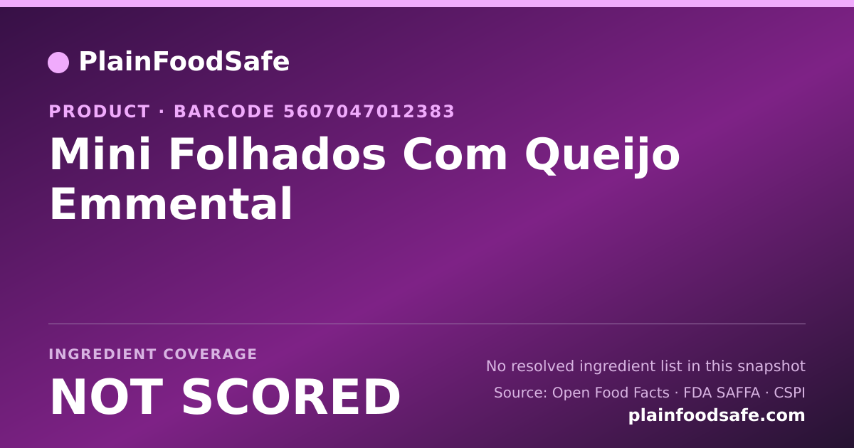Share card for Mini Folhados Com Queijo Emmental Food Ingredient Profile
