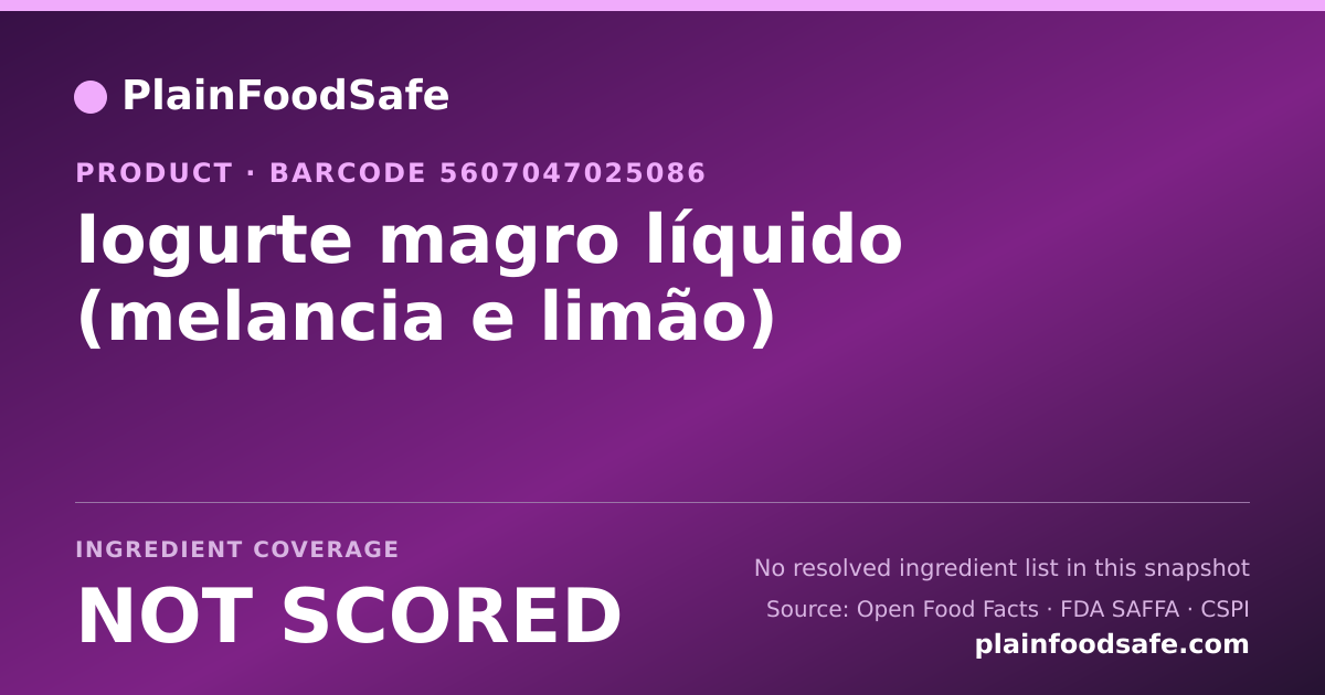 Share card for Iogurte magro líquido (melancia e limão) Food Ingredient Profile