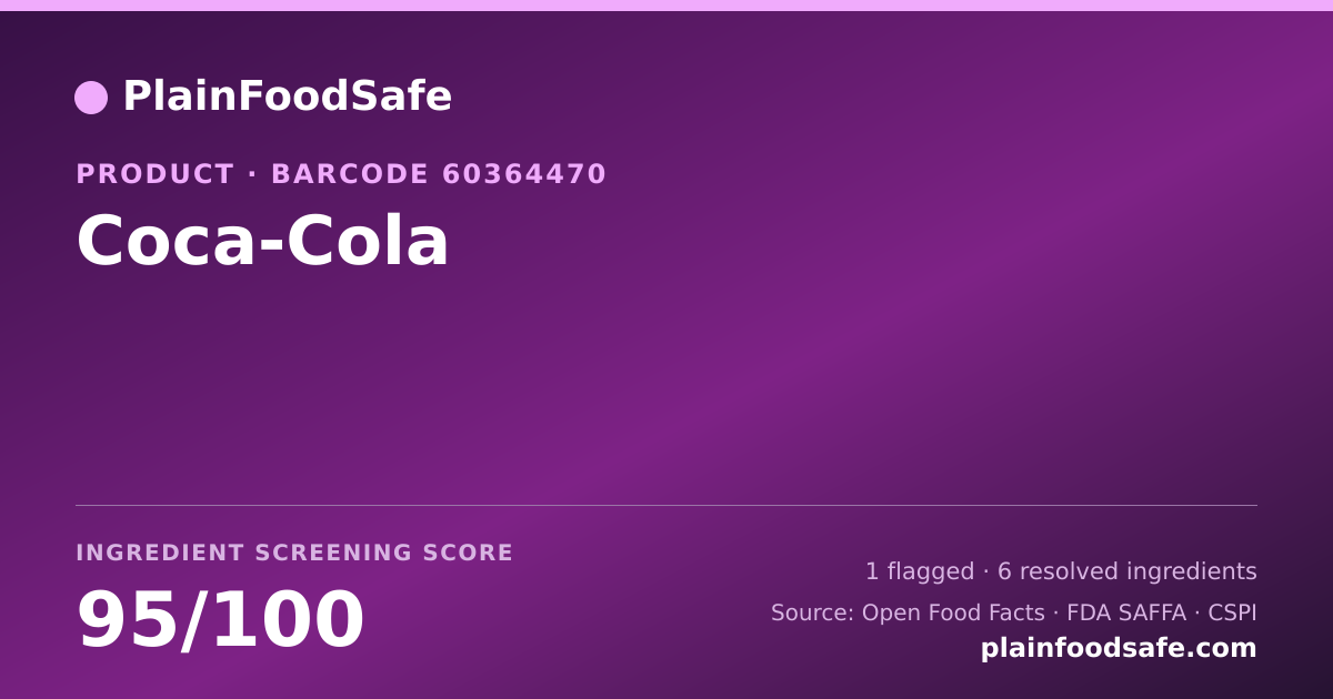Share card for Coca-Cola Food Ingredient Profile