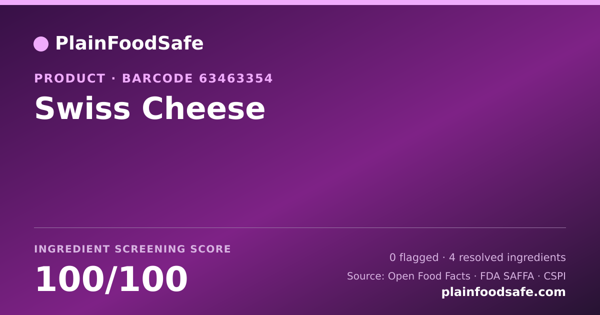 Share card for Swiss Cheese Food Ingredient Profile
