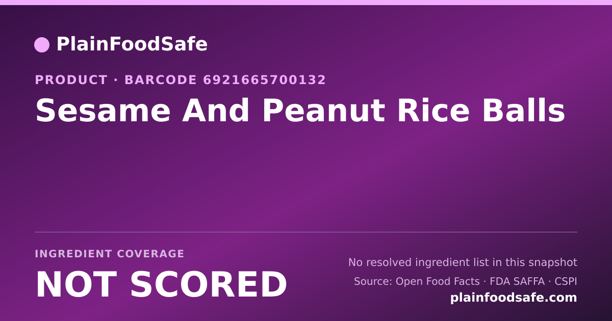 Share card for Sesame And Peanut Rice Balls Food Ingredient Profile