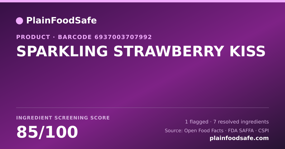 Share card for SPARKLING STRAWBERRY KISS Food Ingredient Profile