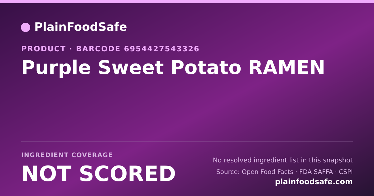 Share card for Purple Sweet Potato RAMEN Food Ingredient Profile