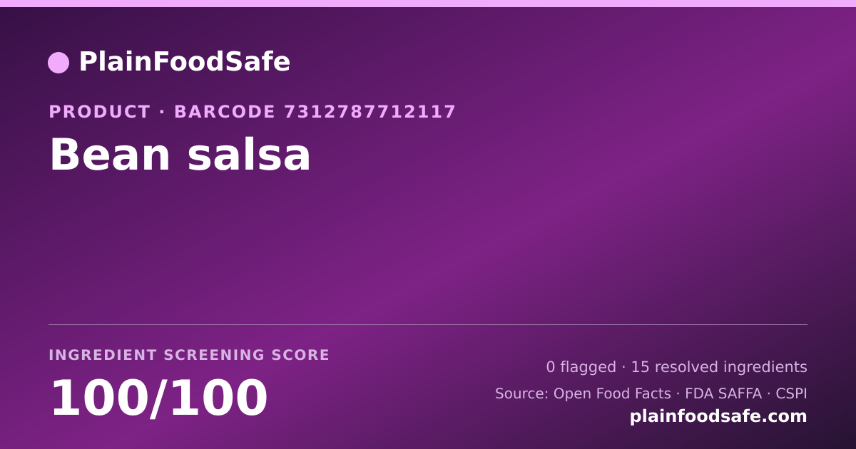 Share card for Bean salsa Food Ingredient Profile