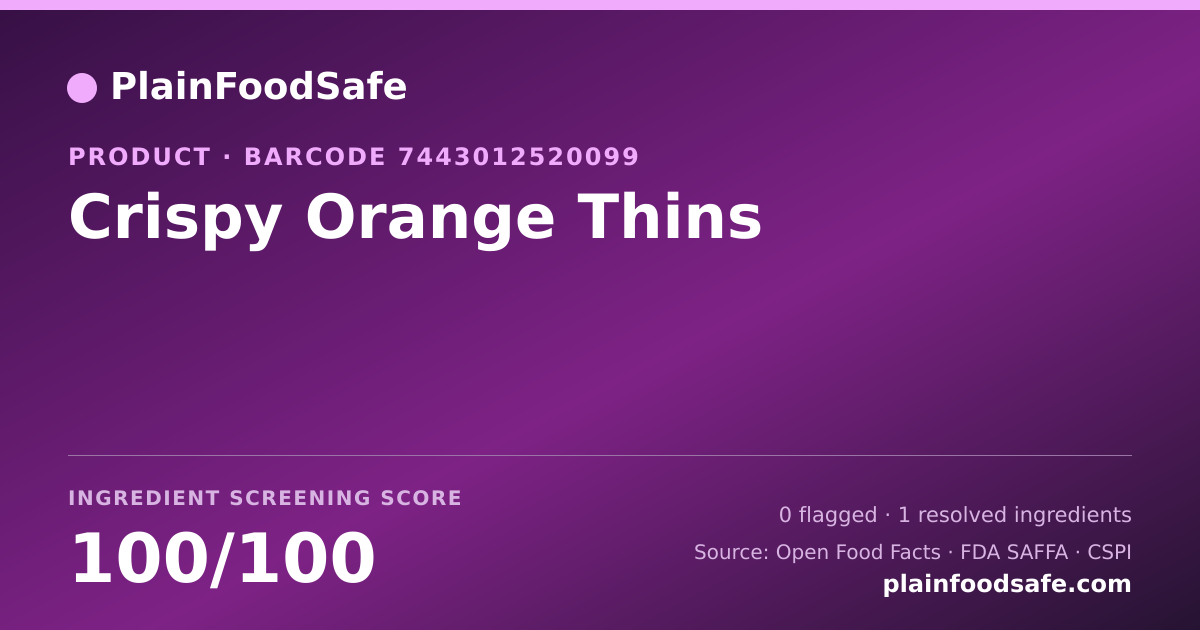 Share card for Crispy Orange Thins Food Ingredient Profile