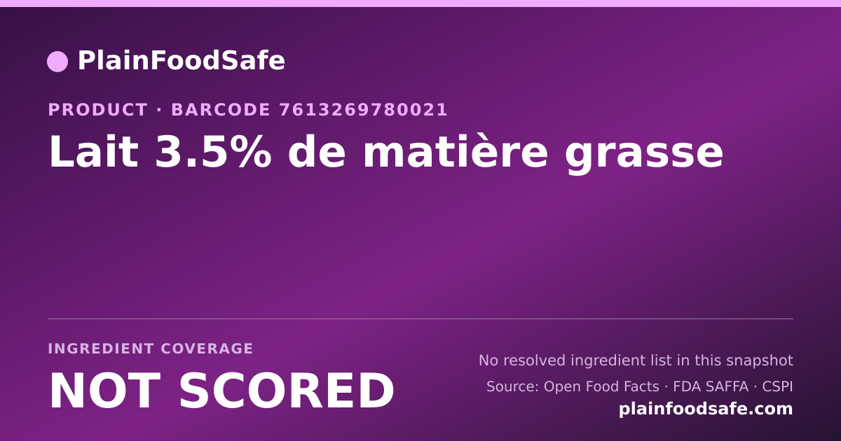 Share card for Lait 3.5% de matière grasse Food Ingredient Profile