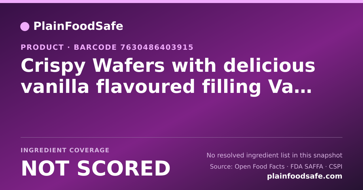 Share card for Crispy Wafers with delicious vanilla flavoured filling Vanilla Food Ingredient Profile
