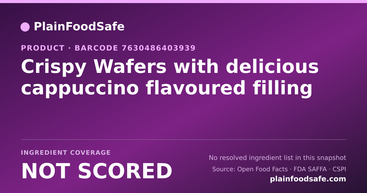 Share card for Crispy Wafers with delicious cappuccino flavoured filling Food Ingredient Profile