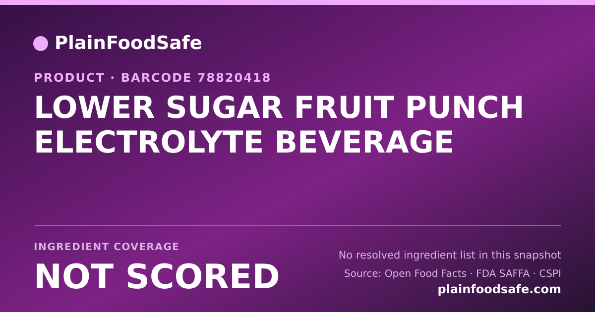 Share card for LOWER SUGAR FRUIT PUNCH ELECTROLYTE BEVERAGE Food Ingredient Profile