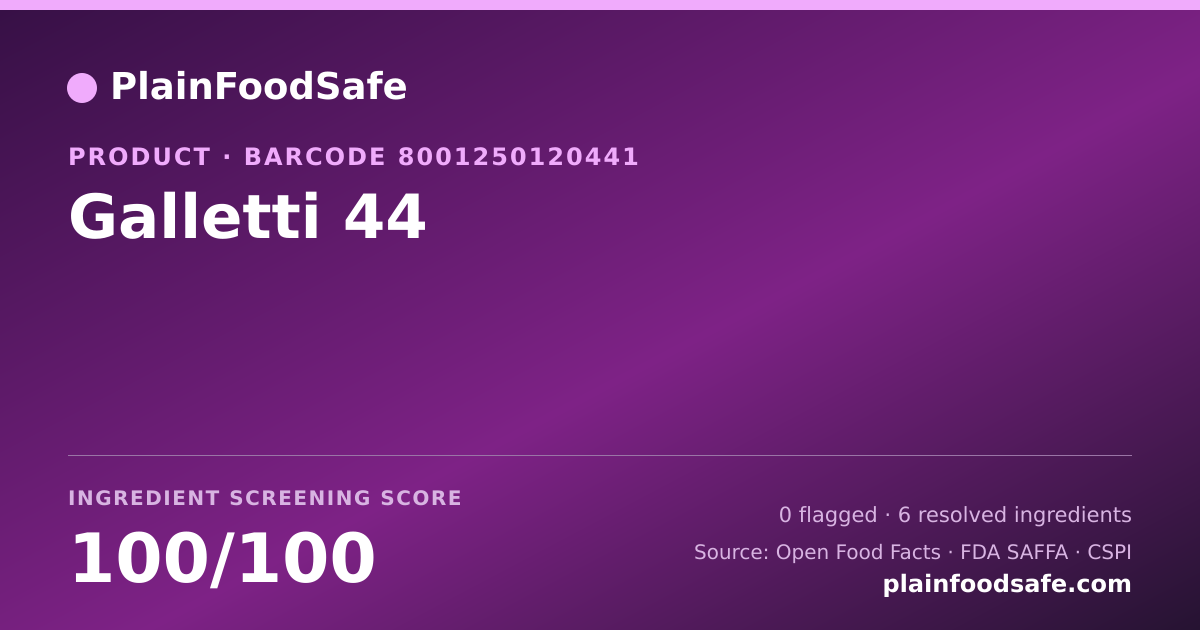 Share card for Galletti 44 Food Ingredient Profile