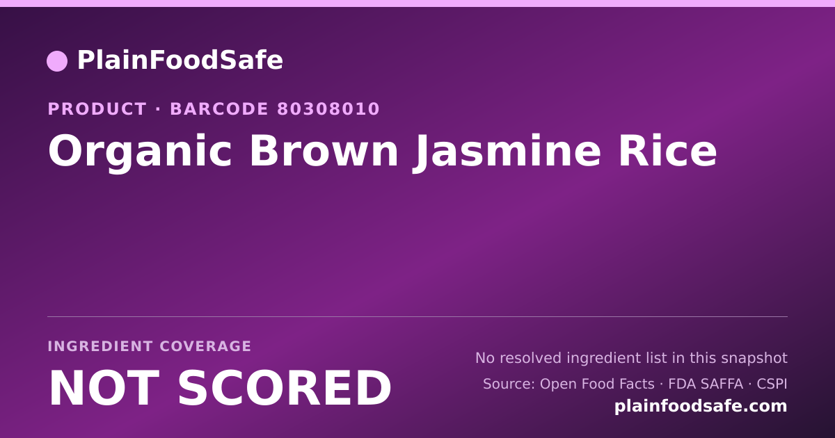 Share card for Organic Brown Jasmine Rice Food Ingredient Profile