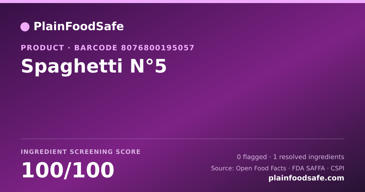 Share card for Spaghetti N°5 Food Ingredient Profile