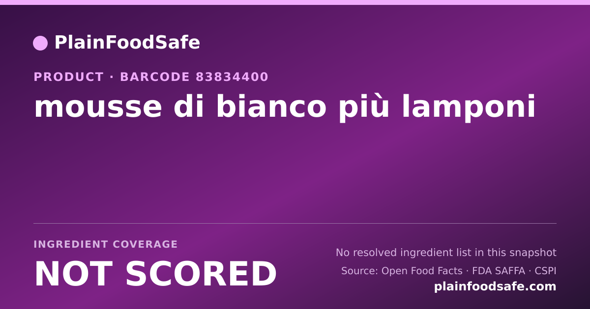 Share card for mousse di bianco più lamponi Food Ingredient Profile