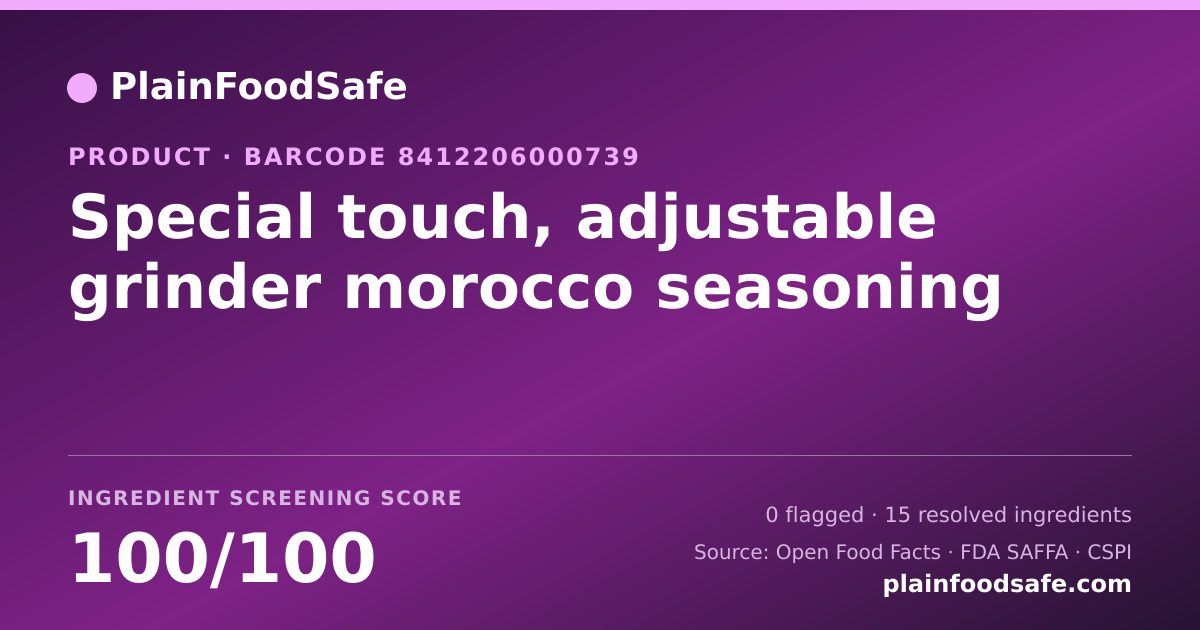 Share card for Special touch, adjustable grinder morocco seasoning Food Ingredient Profile