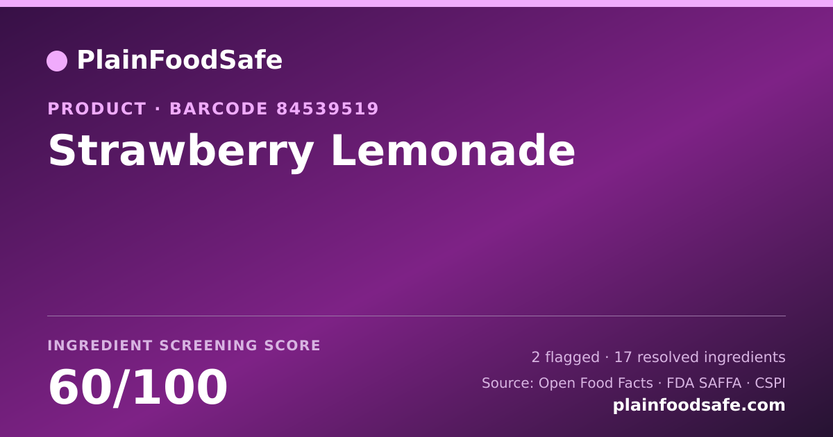 Share card for Strawberry Lemonade Food Ingredient Profile