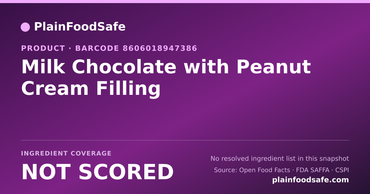 Share card for Milk Chocolate with Peanut Cream Filling Food Ingredient Profile