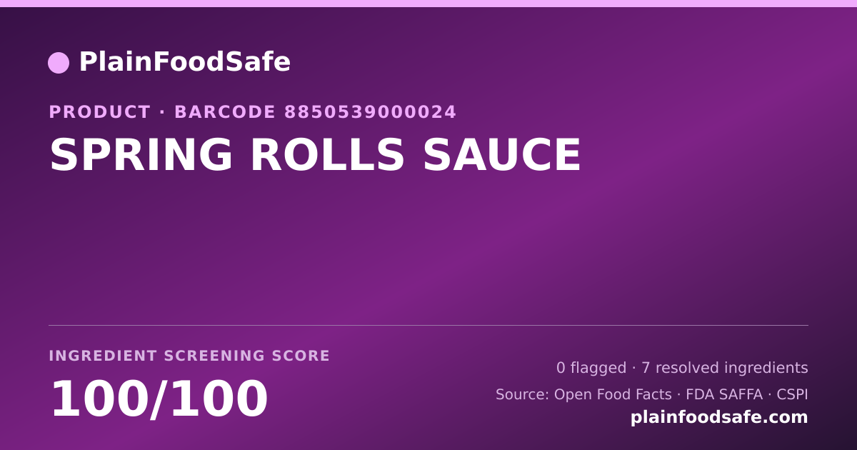Share card for SPRING ROLLS SAUCE Food Ingredient Profile