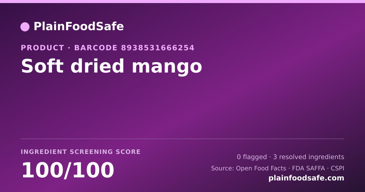 Share card for Soft dried mango Food Ingredient Profile