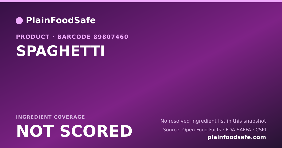 Share card for SPAGHETTI Food Ingredient Profile