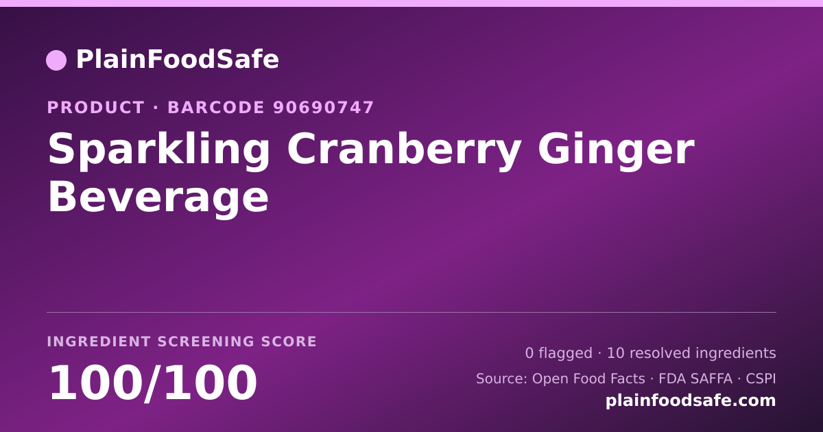 Share card for Sparkling Cranberry Ginger Beverage Food Ingredient Profile