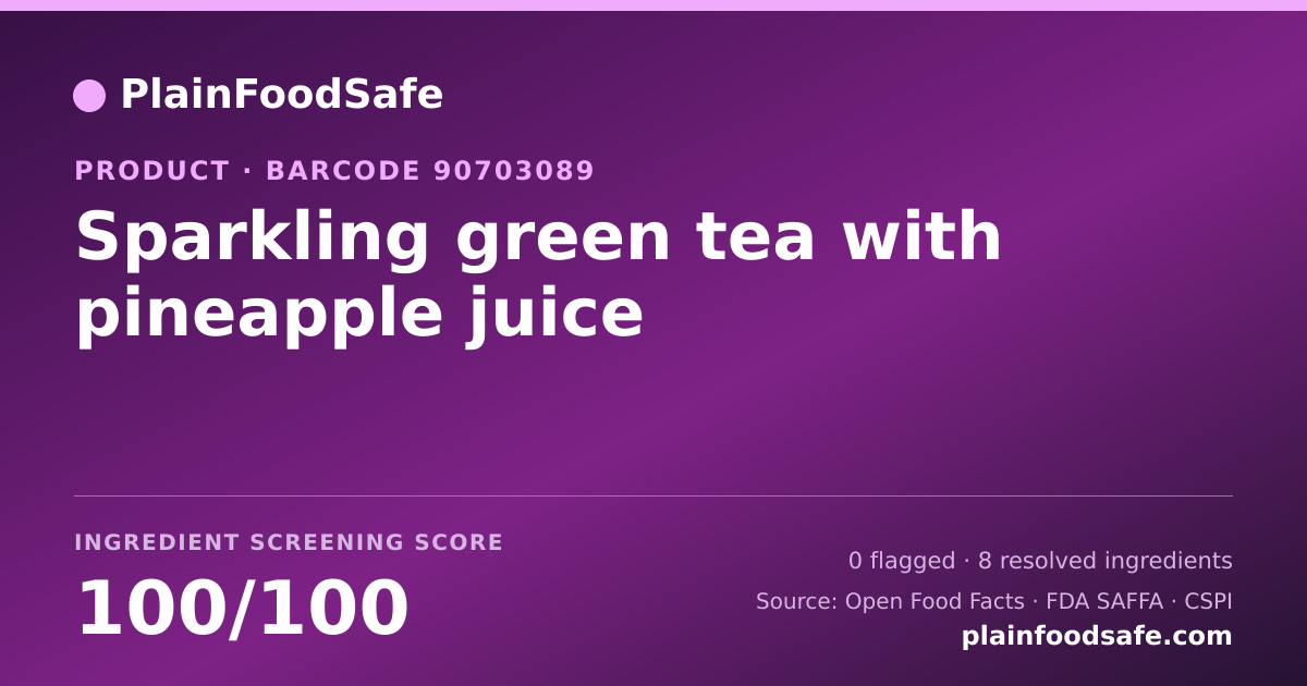 Share card for Sparkling green tea with pineapple juice Food Ingredient Profile