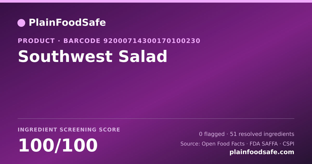 Share card for Southwest Salad Food Ingredient Profile