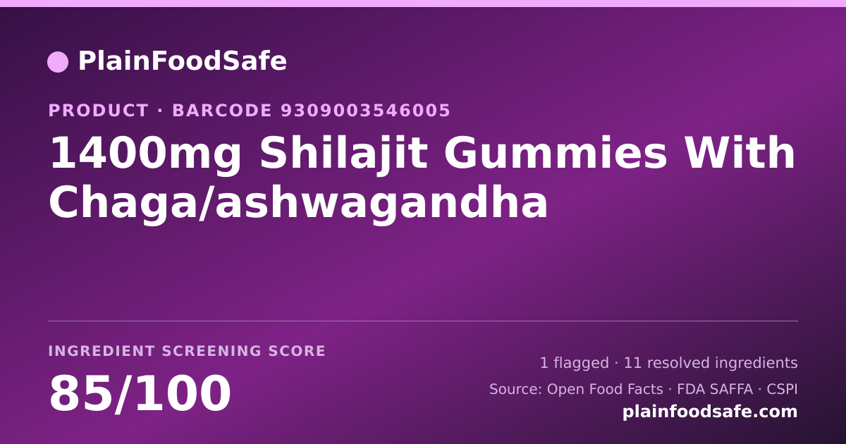 Share card for 1400mg Shilajit Gummies With Chaga/ashwagandha Food Ingredient Profile