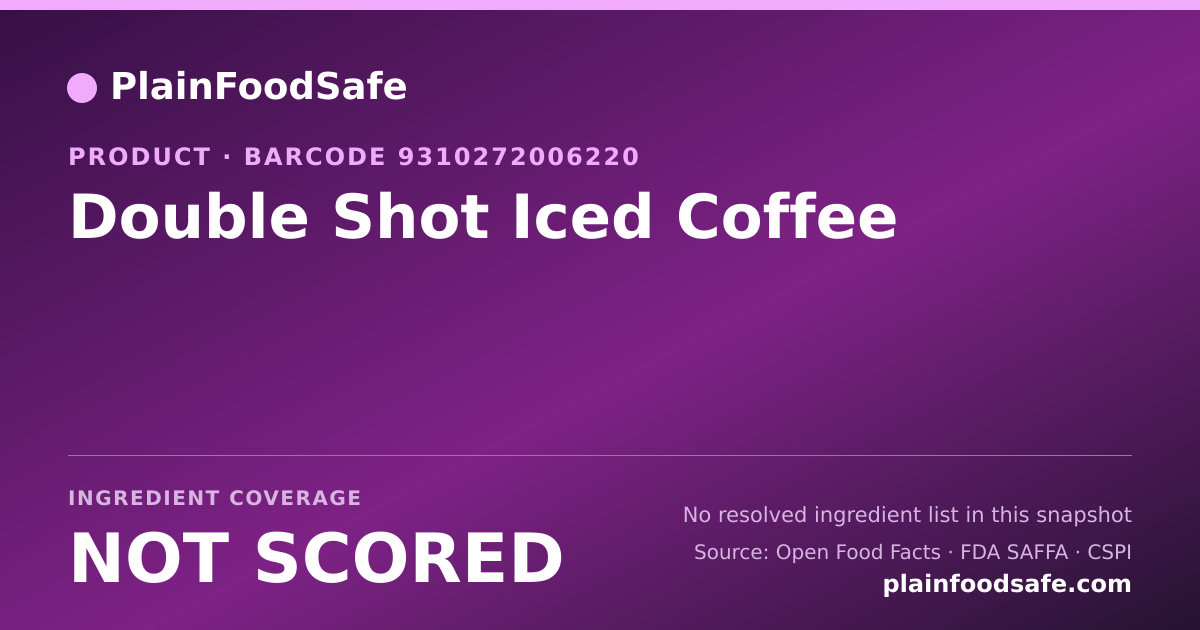 Share card for Double Shot Iced Coffee Food Ingredient Profile