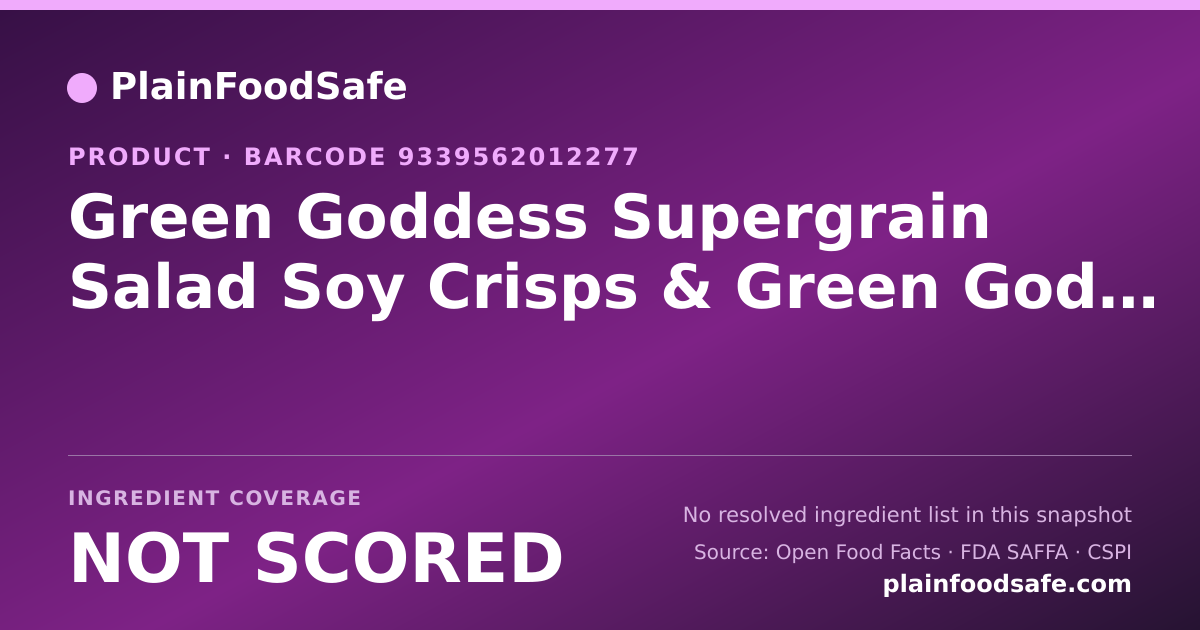 Share card for Green Goddess Supergrain Salad Soy Crisps & Green Goddess Dip Food Ingredient Profile