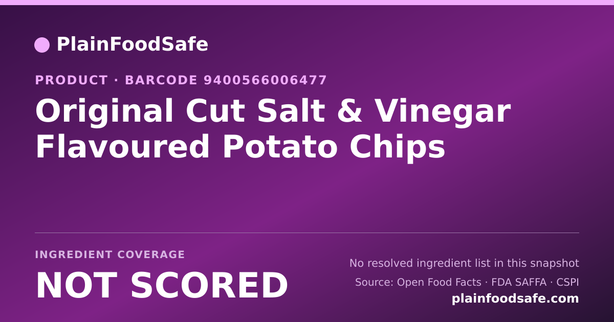 Share card for Original Cut Salt & Vinegar Flavoured Potato Chips Food Ingredient Profile