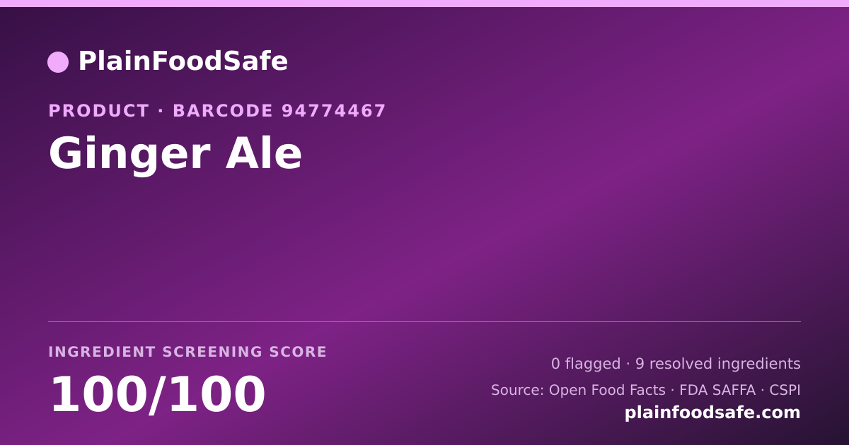 Share card for Ginger Ale Food Ingredient Profile