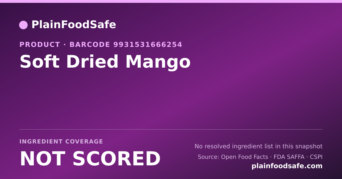 Share card for Soft Dried Mango Food Ingredient Profile
